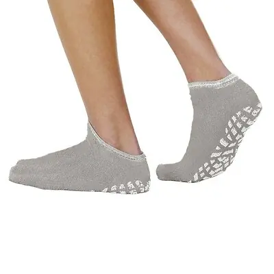The Pillow Factory Division - 46011-XLG Slipper Socks Terry Treads® Unisex Adult X-Large Double Tread Single Patient Use Gray