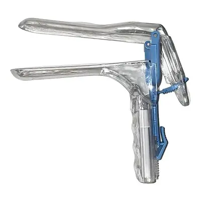 Trinity Sterile - 22202 Vaginal Speculum NonSterile Office Grade Plastic Large Double Blade Duckbill Disposable Built-In Light Source