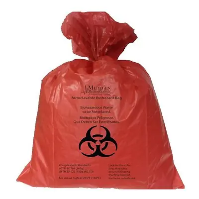 Medegen Medical Products LLC - AC3847R Autoclavable Biohazard Waste Bag Biohazard Symbol / Autoclavable Biohazard Bag 44 gal. Red 38 X 47 Inch