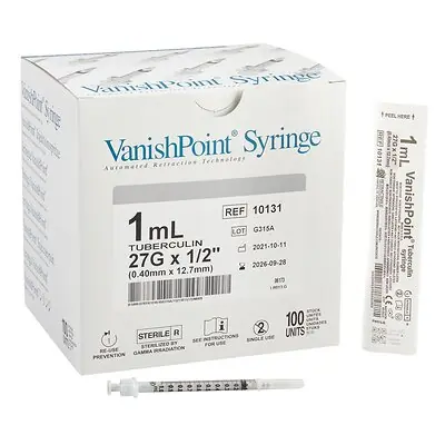 Retractable Technologies - 10131 VanishPoint® 1 mL Tuberculin Syringe with Needle