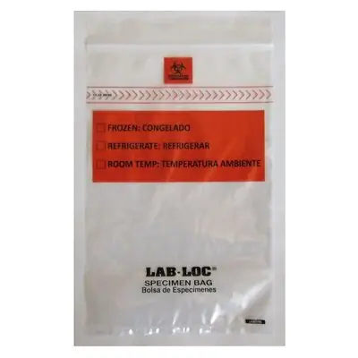 Elkay Plastics - LABZ1215B Specimen Transport Bag with Document Pouch Lab-Loc® 12 X 15 Inch Zip Closure Biohazard Symbol / Storage Instructions NonSterile