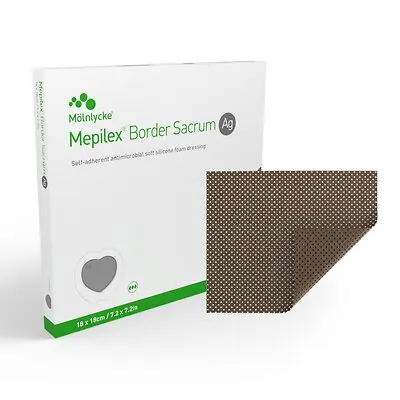 Molnlycke - 382090 Silver Foam Dressing Mepilex® Border Sacrum Ag Sacral Sterile