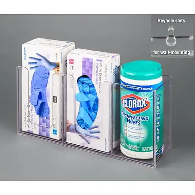 Poltex Inc - GB2WIPE-W Glove Box Holder Wall Mounted 2-Box Capacity Clear 7-1/2 X 16-1/2 Inch PETG Plastic