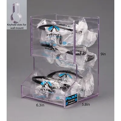 Poltex Inc - MINIEYE-W Protective Eyewear Holder Poltex Wall Mount Clear 9 X 6.3 X 5.8 Inch PETG