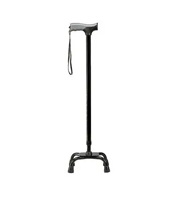 Drive DeVilbiss Healthcare - FGA52300 0000 Small Base Quad Cane Soft Grip® Aluminum 31 to 40 Inch Height Black