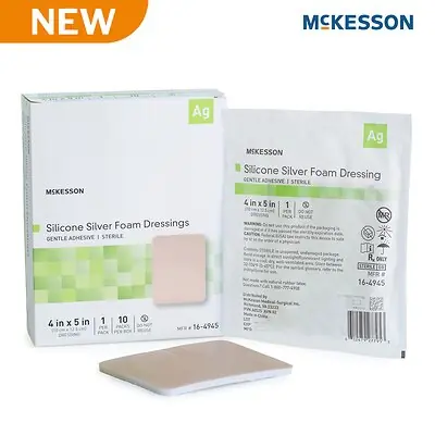 McKesson Brand - 16-4945 Silver Foam Dressing McKesson Rectangle Sterile