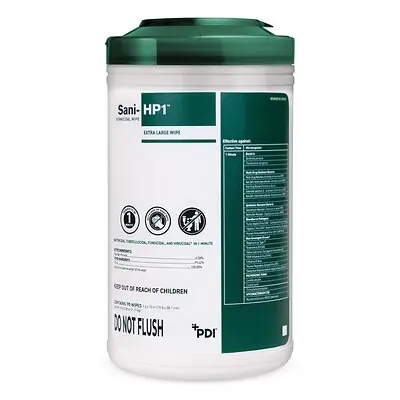 Professional Disposables - P83184 Surface Disinfectant Cleaner Sani-HP1™ Germicidal Manual Pull Wipe 95 Count Canister NonSterile