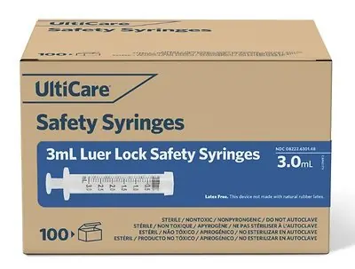Ultimed - 63014 General Purpose Syringe UltiCare® 3 mL Luer Lock Tip Retractable Safety