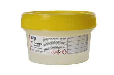 EK Industries Inc - 24499-24X250ML Prefilled Formalin Container Quickfix™ 125 mL Fill in 250 mL (8.5 oz.) Screw Cap Warning Label / Storage Instructions NonSterile