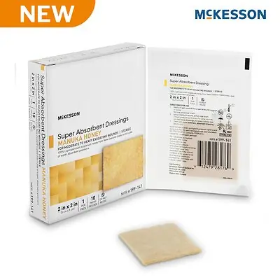 McKesson Brand 199-141 - Honey Wound Dressing McKesson Square 2 X 2 Inch Sheet Sterile Without Adhesive - 1/Each, 10/Box
