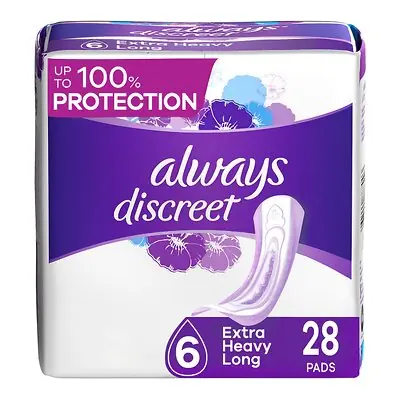 Procter & Gamble - 03700073804 Always® Discreet Extra Heavy Long Pads for Incontinence