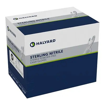 O&M Halyard Inc - 53131 Exam Glove STERLING® Medium 50 Pairs per Box Sterile Pair Nitrile Standard Cuff Length Textured Fingertips Gray Chemo Tested