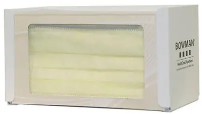 Bowman Manufacturing - FB-037 PPE Dispenser BOWMAN® Wall Mount 1-Box Capacity White 4.13 X 4.25 X 7.56 Inch Cold Rolled Steel