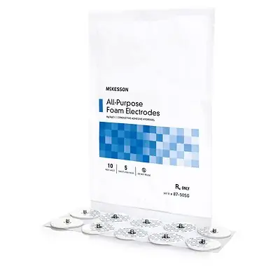 McKesson Brand - 87-50SG ECG Monitoring Electrode McKesson Snap Connector Conductive Adhesive Gel Foam Backing Adult Non-Radiolucent 50 per Pack