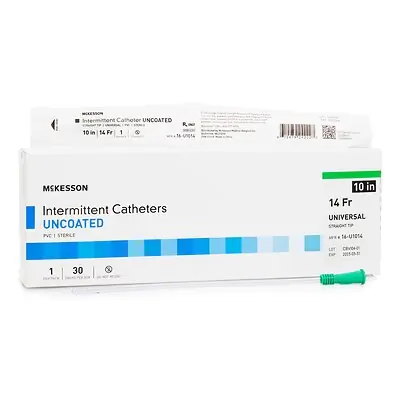 McKesson Brand - 16-U1014 Urethral Catheter McKesson Straight Tip Uncoated PVC 14 Fr. 10 Inch Length