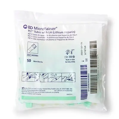 BD - 365985 BD Microtainer® Capillary Blood Collection Tube Lithium Heparin / Separator Gel Additive 400 µL to 600 µL BD Microgard™ Closure Plastic Tube