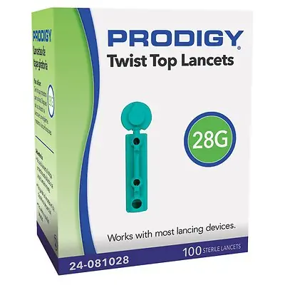 Prodigy Diabetes Care - 24-081028 Lancet for Lancing Device Prodigy 28 Gauge Non-Safety Twist Off Cap Finger