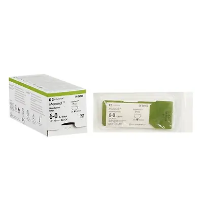 Covidien - SN-5696G Nonabsorbable Suture with Needle Monosof™ Nylon P-13 3/8 Circle Precision Reverse Cutting Needle Size 6-0 Monofilament