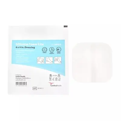 Cardinal - FM44LTE Thin Foam Dressing Cardinal Health™ Silicone Foam Lite 4 X 4 Inch Without Border Film Backing Silicone Face Square Sterile