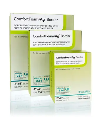 Sion Brands LLC - 48440 ComfortFoam/Ag™ Border Silver Foam Dressing