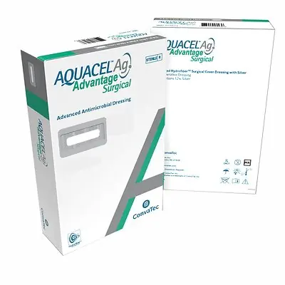 ConvaTec - 422607 Silver Hydrofiber Dressing Aquacel® Ag Advantage Surgical Rectangle Sterile