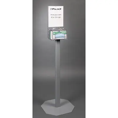 Poltex Inc - MASKBXLOK1-2STL-SLV Mask Dispenser Poltex Floor Stand 1-Box Capacity Clear 5 X 7-3/4 Inch PETG / Steel