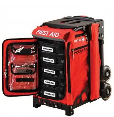 LifeSecure - 31570 Easy-Roll Trauma First Aid Station MobileAid® 14 X 12.25 X 18.5 Inch External Dimensions (Including Wheels), 14 X 10 X 18.5 Inch External Dimensions (Excluding Wheels), 8.5 X 12 X 15.5 Inch (Internal Dimensions), 13 X 8 Inch Access Door