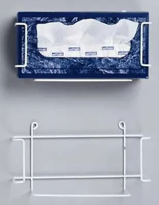 Palmero - 1859R Tissue Box Holder HOLD-IT™ Wall Mount 1 Box White 2-1/2 X 4-1/4 X 9-3/4 Inch Wire