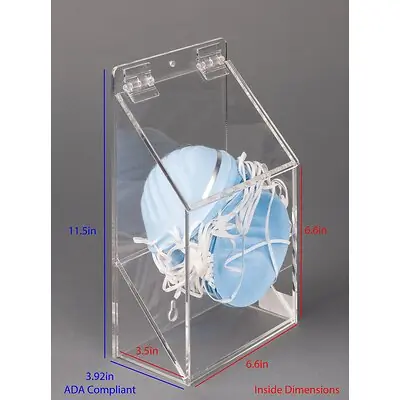 Poltex Inc - SLANTMSK-W ADA Bulk Face Covering Dispenser Poltex Wall Mount Clear 11-1/2 X 3.92 X 6.6 Inch Acrylic