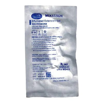 McKesson Brand - MS409 IV Extension Set McKesson Without Port Macro Bore 6 Inch Tubing Without Filter Sterile