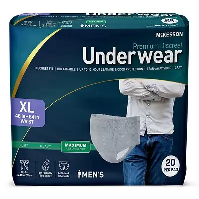 McKesson Brand - UWDM-XLGRAY McKesson Premium Discreet Underwear for Men