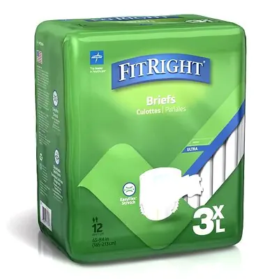 Medline - MTB084 Incontinence Brief FitRight® Bariatric Adult 3X-Large Unisex Disposable Heavy Absorbency