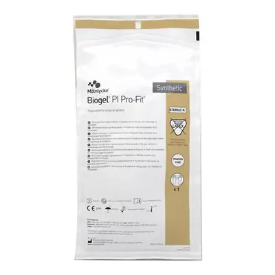 Molnlycke - 47970 Surgical Glove Biogel® PI Pro-Fit® Size 7 50 Pairs per Box Sterile Polyisoprene Standard Cuff Length Micro-Textured Cream Not Chemo Approved