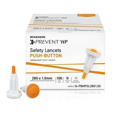 McKesson Brand - 16-PBHPSL28G1.0X McKesson Prevent® HP Push Button Safety Lancet