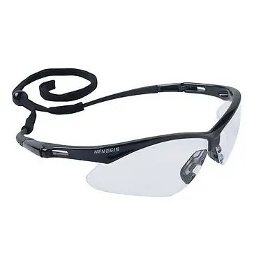Ansell - 25679 Safety Glasses KleenGuard™ Nemesis™ Wraparound Anti-fog / Anti-static Coating Clear Tint Polycarbonate Lens Black Frame Over Ear One Size Fits Most
