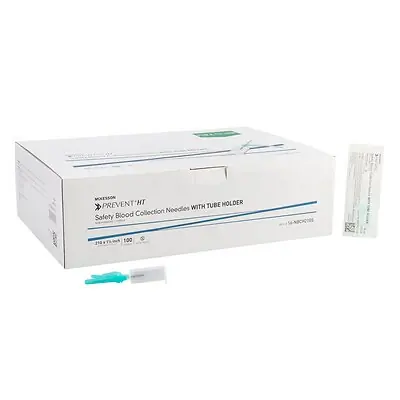McKesson Brand - 16-NBCH21GS McKesson Prevent® HT Blood Collection Needle with Holder 21 Gauge 1-1/4 Inch Needle Length Safety Needle Without Tubing Sterile