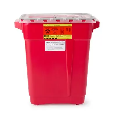 BD - 305602 Sharps Container BD™ Red Base 18-1/2 X 17-3/4 X 11-3/4 Inch Vertical Entry 9 gal.